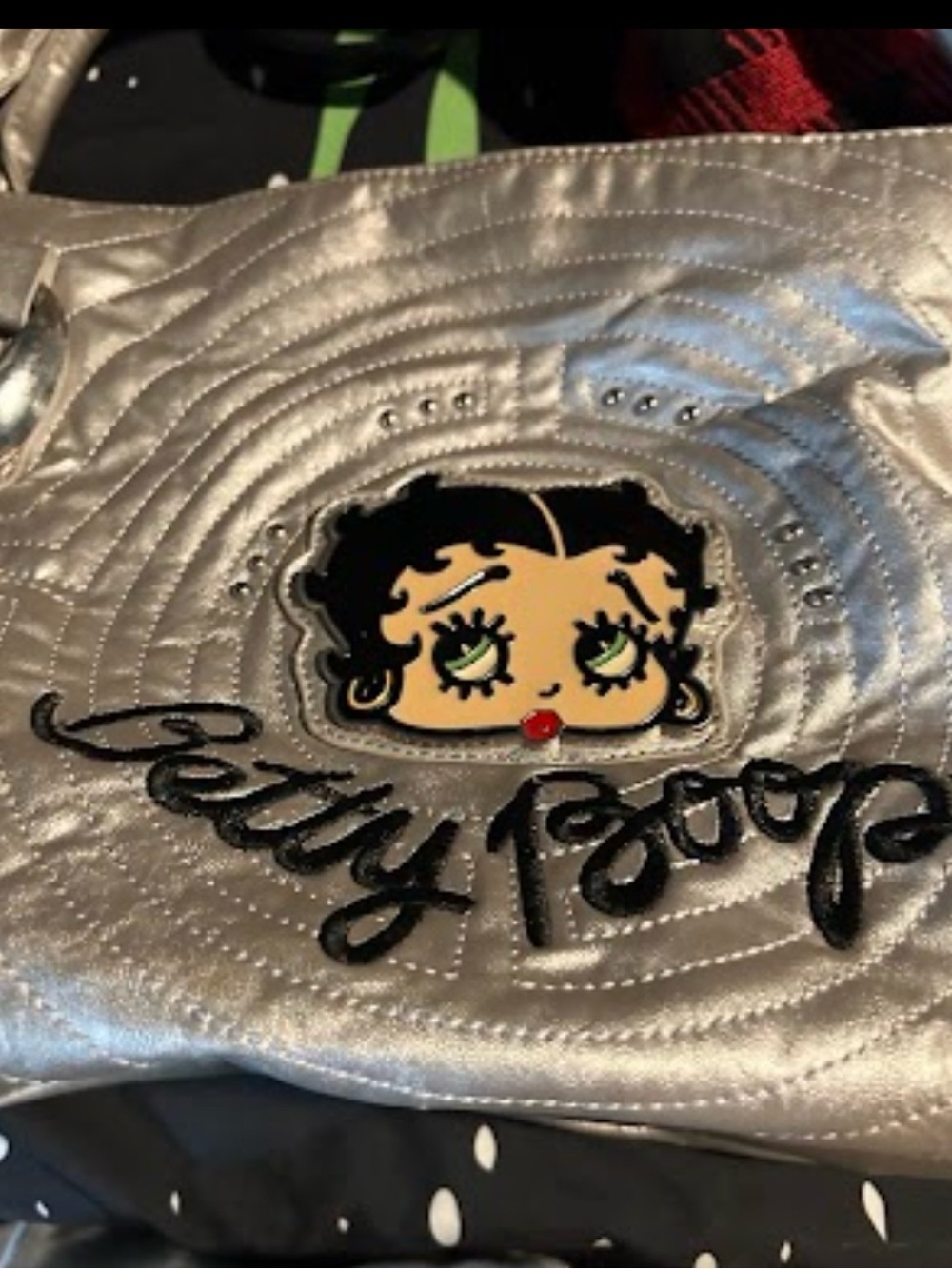Betty Boop Metallic Silver Shoulder Bag with Character Applique